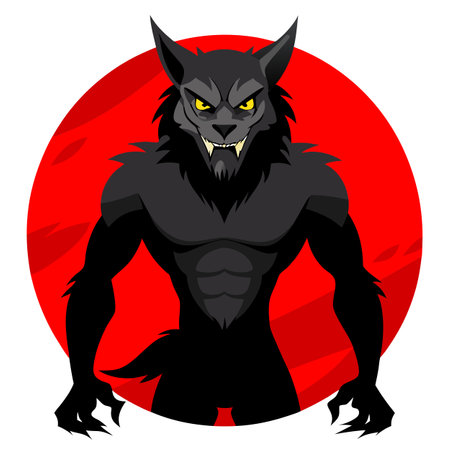 Demon werewolf in a professional studio background. . AI generated. Vector iconのイラスト素材