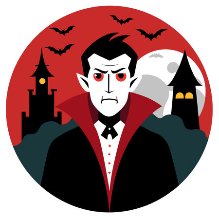 Dracula. Transylvania. Halloween Background. Haunted. Scary. . AI generated. Vector iconのイラスト素材
