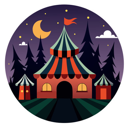 Eerie Haunted Spooky Carnival at Night. Perfect for Halloween event. AI generated. Vector iconのイラスト素材