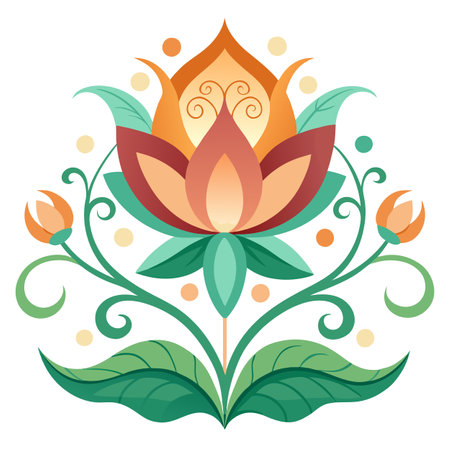 Elegant and beautiful fantasy floral nature background in Art Nouveau. AI generated. Vector iconのイラスト素材