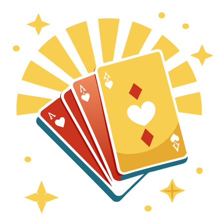 Deck of cards on the table in the rays of light. AI generated. Vector iconのイラスト素材