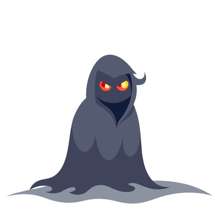 Evil Spirit Looking Over Its Shoulder in a foggy void. AI generated. Vector iconのイラスト素材