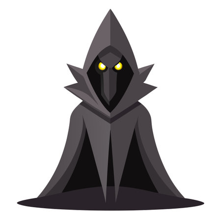 Fantasy creative asset. mysterious hooded black wizard. created with . AI generated. Vector iconのイラスト素材