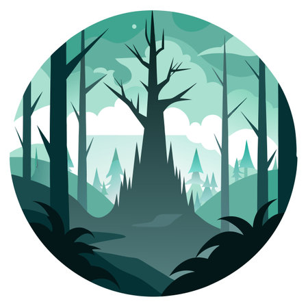 Enigmatic and mysterious wallpaper background with a fog-covered . AI generated. Vector iconのイラスト素材