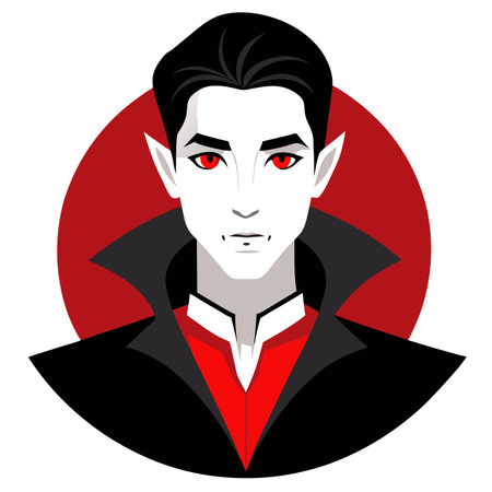 Fashion portrait of a vampire man inside. AI generated. Vector iconのイラスト素材
