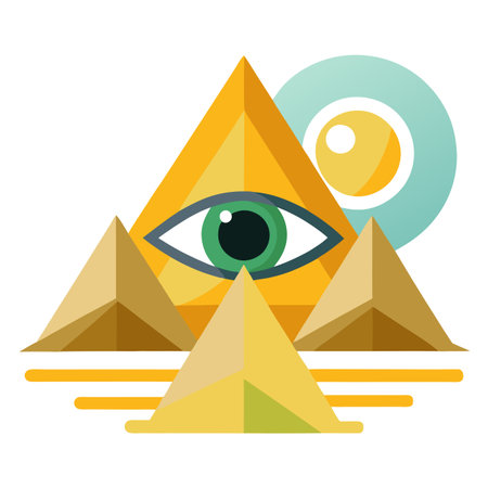 Eye of horror. pyramids of egypt. eye of all. using ai. AI generated. Vector iconのイラスト素材