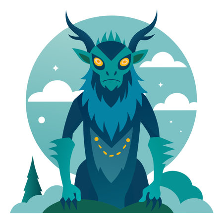 Fantasy creature mythical background artwork. AI generated. Vector iconのイラスト素材