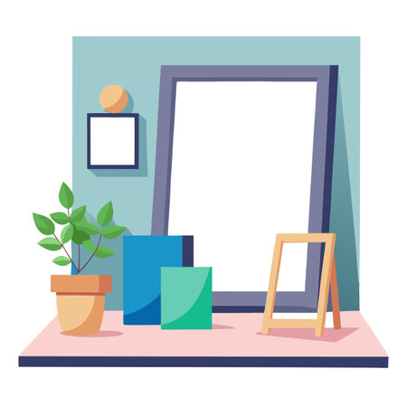 Frame mockup in home interior background. 3d render. AI generated. Vector iconのイラスト素材
