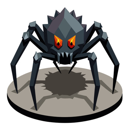 Giant spider on the ground 3D illustration. AI generated. Vector iconのイラスト素材