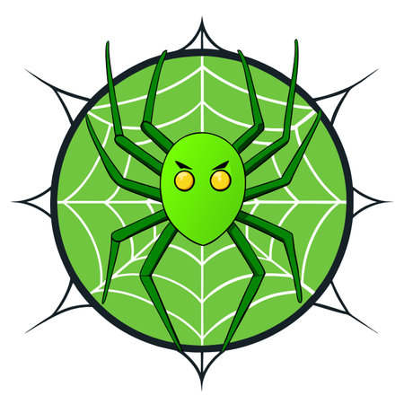 Green lime spider cobweb background. The scary of the Halloween symbol. . AI generated. Vector iconのイラスト素材