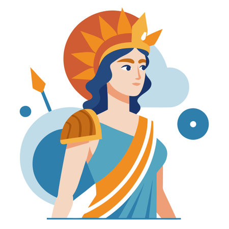 Greek mythology - ancient Greek goddess Athena. Createdogy.. AI generated. Vector iconのイラスト素材