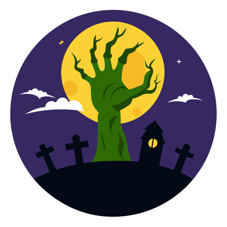 Halloween background with zombie hand vector. AI generated. Vector iconのイラスト素材
