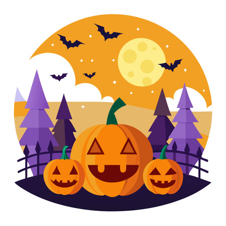 Halloween background with pumpkins halloween jack-o-lanterl.. AI generated. Vector iconのイラスト素材