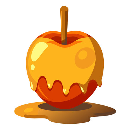 Halloween caramel apple. png file of isolated cutout object with . AI generated. Vector iconのイラスト素材