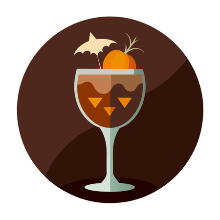 Halloween party brown cocktail in glass background. Close-up of old. AI generated. Vector iconのイラスト素材
