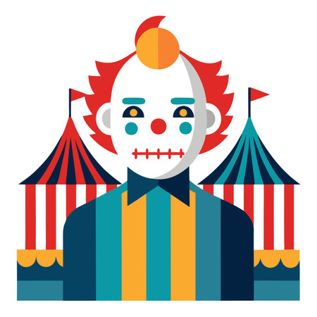 Horror clown and creamy funfair or circus. Concept of evil and fear. . AI generated. Vector iconのイラスト素材