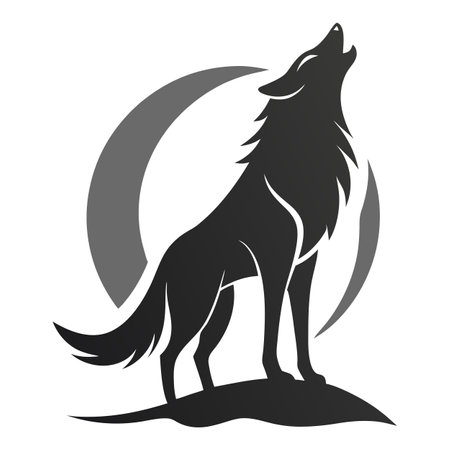 Howling wolf icon illustration. howling wolf silhouette logo svg . AI generated. Vector iconのイラスト素材