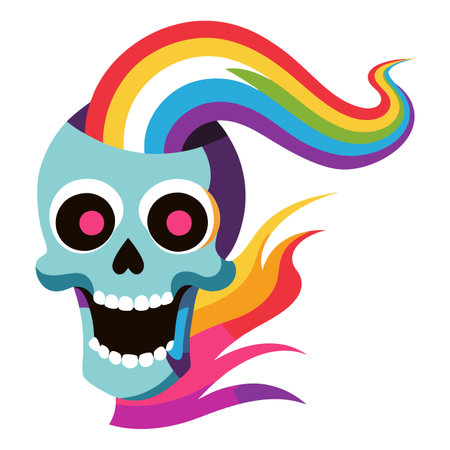 Skull twist shockwave colorful crazy horror rainbow mystic zombie. . AI generated. Vector iconのイラスト素材