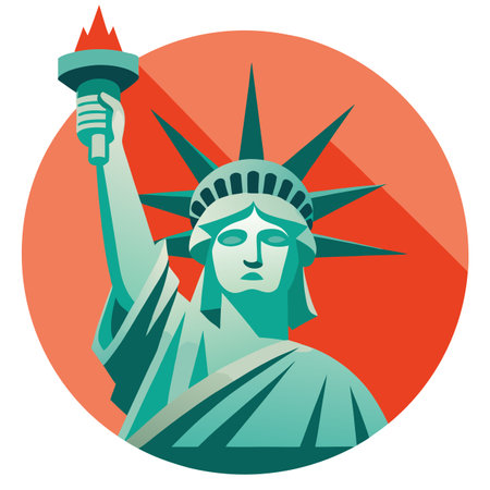 Statue of Liberty retro tee-shirt design. AI generated. Vector iconのイラスト素材