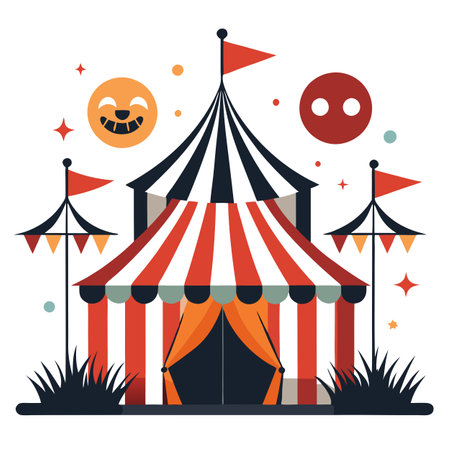 Vintage abandoned carnival with spooky look Halloween concept for . AI generated. Vector iconのイラスト素材