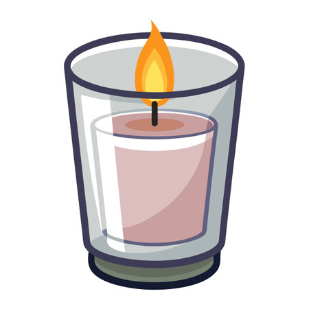 Votive Candle in Clear Glass Holder. Isolated Clipart Illustration. . AI generated. Vector iconのイラスト素材
