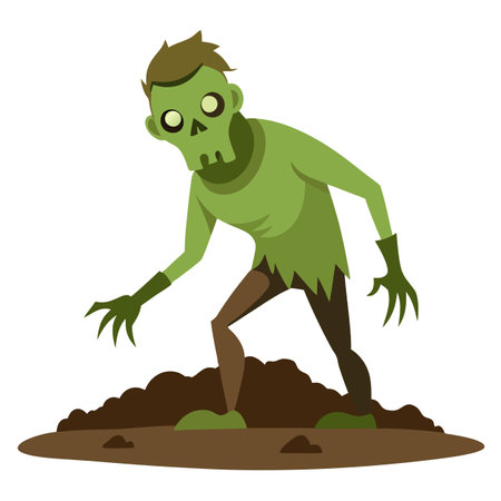 Zombie Coming Out on Soil Isolated on Transparent Background - . AI generated. Vector iconのイラスト素材
