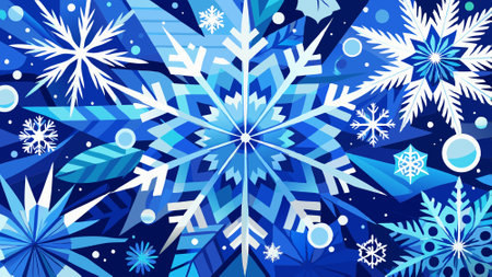 Abstract white and blue snowflakes Christmas background. AI generated. Vector icon