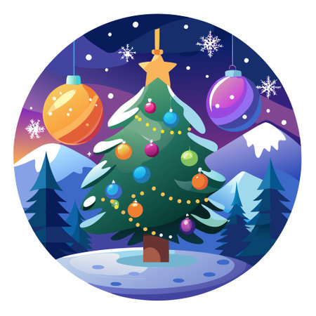 Blur bokeh decoration winter bulb tree background christmas celebration light holiday.. AI generated. Vector iconのイラスト素材