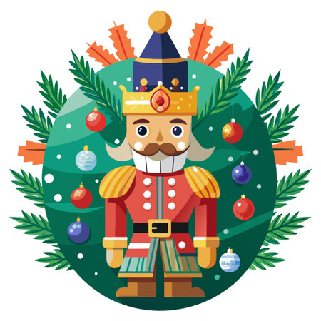 Traditional Wooden Nutcracker decoration on the christmas tree. High quality photo. AI generated....