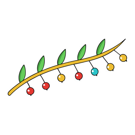 Close up of a christmas tree branch. Christmas lighting. decorations blurry in background. . AI generated. Vector iconのイラスト素材