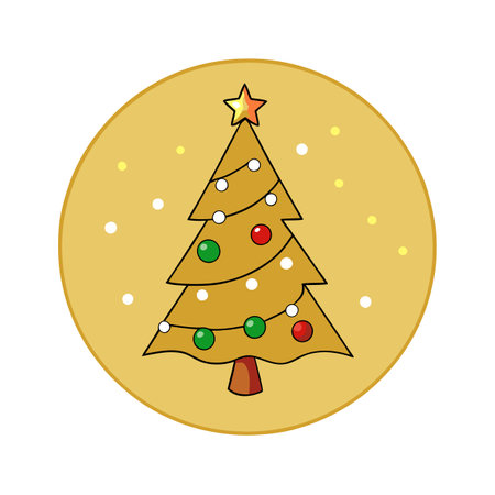 Gold Christmas background of - focused lights with decorated tree. AI generated. Vector iconのイラスト素材