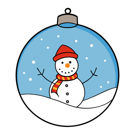 Happy snowman in the christmas bauble over the winter .. AI generated. Vector iconのイラスト素材