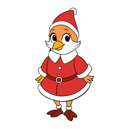 Vintage Little bird dressed up Santa Claus as Christmas festive background.illustration.. AI generated. Vector iconのイラスト素材