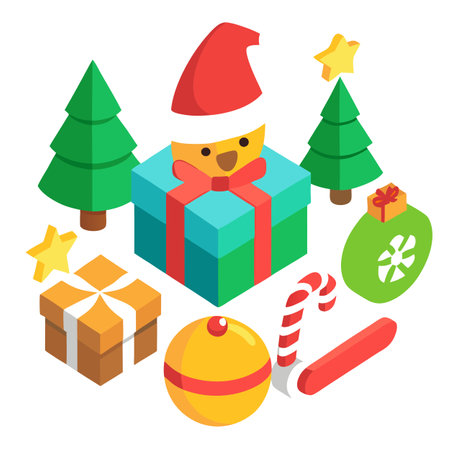 3d cartoon Christmas icon pack. Christmas and New Year isolated clipart collection. AI generated. Vector iconのイラスト素材