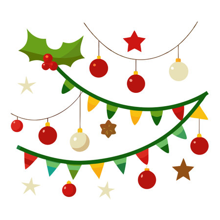 A set of christmas garlands isolated on a transparent background. . AI generated. Vector iconのイラスト素材