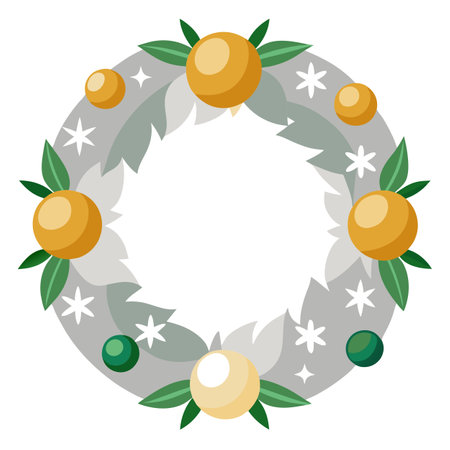 A christmas wreath with gold and silver ornaments. Christmas wreath clipart.. AI generated. Vector iconのイラスト素材