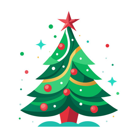 Abstract fantasy festive christmas tree background header wallpaper background.. AI generated. Vector iconのイラスト素材
