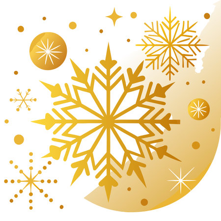Abstract christmas background with golden snowflakes. bokeh and sparkles. . AI generated. Vector iconのイラスト素材