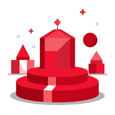 Abstract minimal red mock up stage. geometry podium for christmas. AI generated. Vector iconのイラスト素材