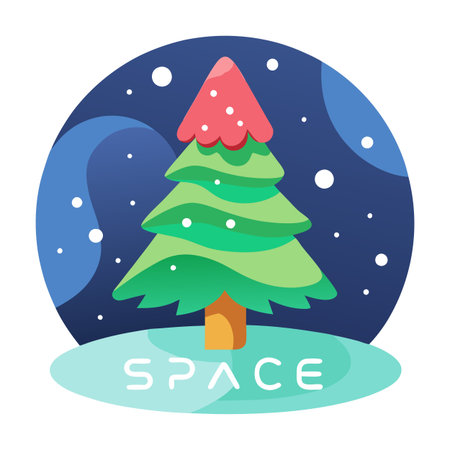 Background with christmas tree. snow. and bokeh. text space. AI generated. Vector iconのイラスト素材