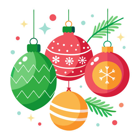 Christmas border background with balls and decorations. AI generated. Vector iconのイラスト素材