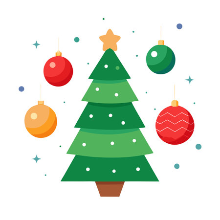 Christmas background with christmas tree and baubles.. AI generated. Vector iconのイラスト素材