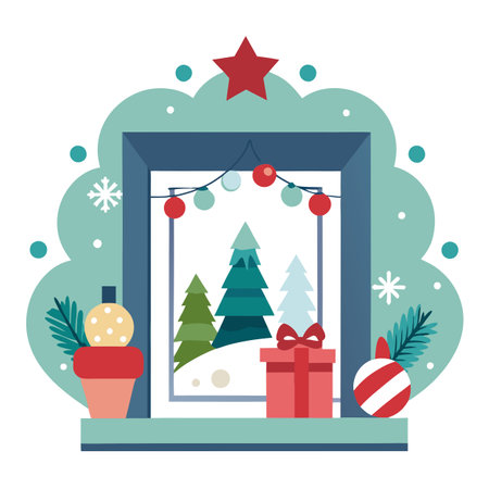 Christmas Interior Design Background. Stylish Frame Mockup.. AI generated. Vector iconのイラスト素材