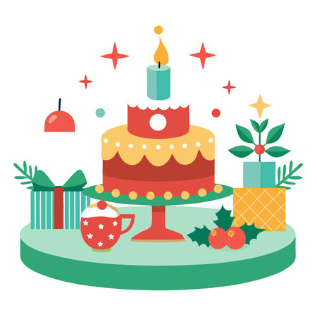 Decoration table celebration new space light festive year christmas copy holiday.. AI generated. Vector iconのイラスト素材