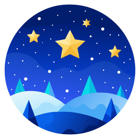 Festive starry sky background with blue light bokeh. New year and Christmas concept. AI generated. Vector iconのイラスト素材