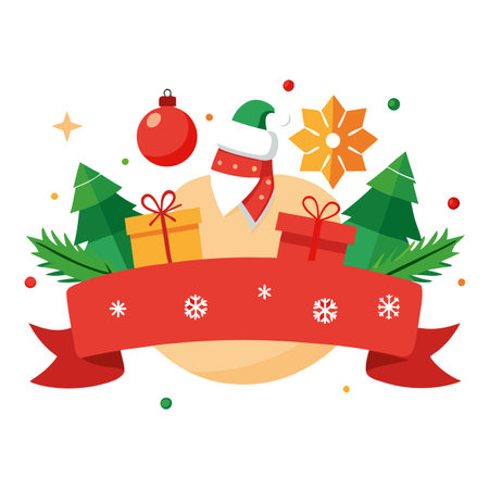 Horizontal banner for christmas and new year with copy text. AI generated. Vector iconのイラスト素材