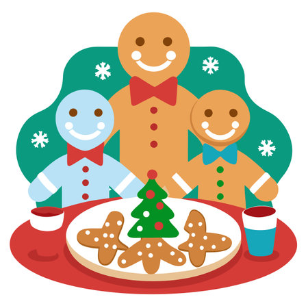 Gingerbread man. homemade cookies on christmas table. close up. . AI generated. Vector icon