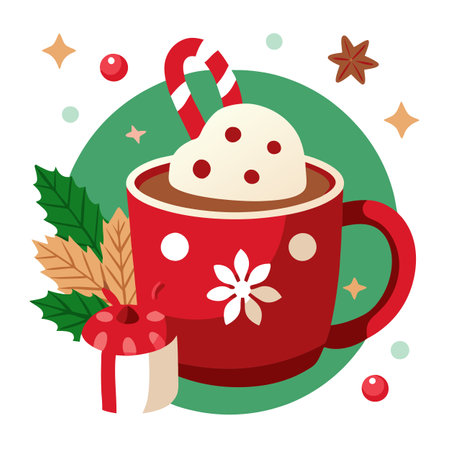 Festive Delights Unveiled. Christmas Hot Cocoa and Marshmallow Charm. AI generated. Vector iconのイラスト素材