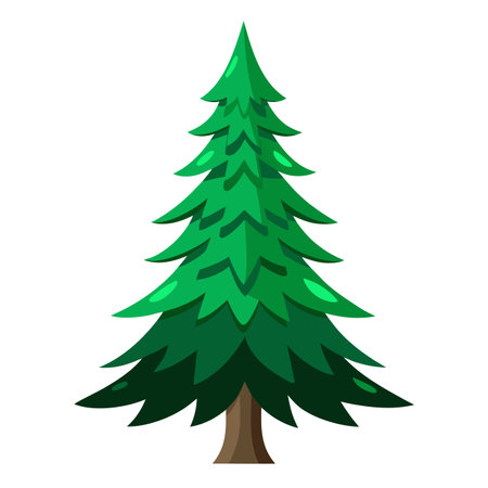 Fir tree with fir branches. green. isolated on black background. green undecorated christmas tree. AI generated. Vector iconのイラスト素材