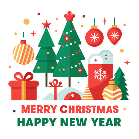 Merry Christmas and Happy New Year. Bright festive Christmas background. New Year's celebration. AI generated. Vector iconのイラスト素材